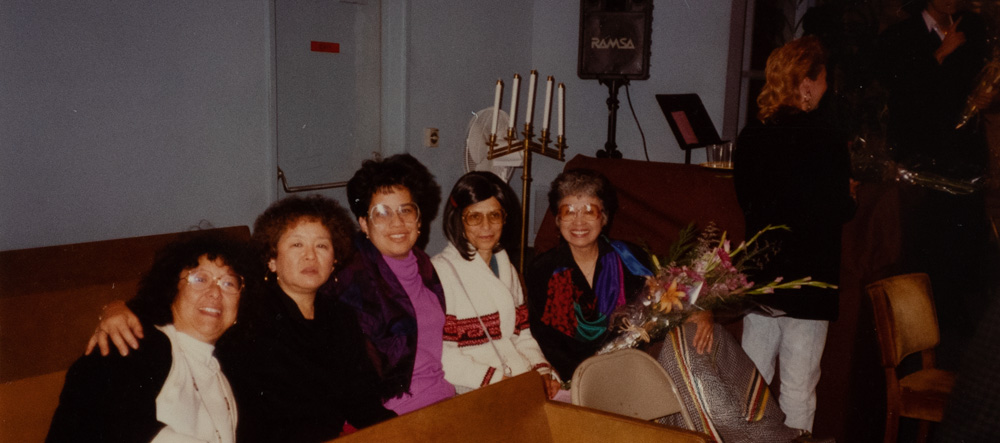 Former UCI Asian American Studies Assistant Professor Mitsuye Yamada (far right) and others.