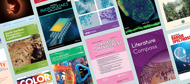 Composite image of about a dozen Wiley journal covers
