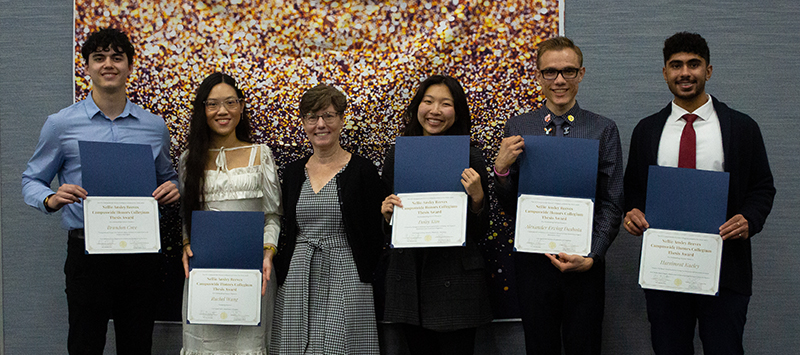 2023 Nellie Ansley Reeves Award recipients holding their certificates at the Campuswide Honors Collegium banquet