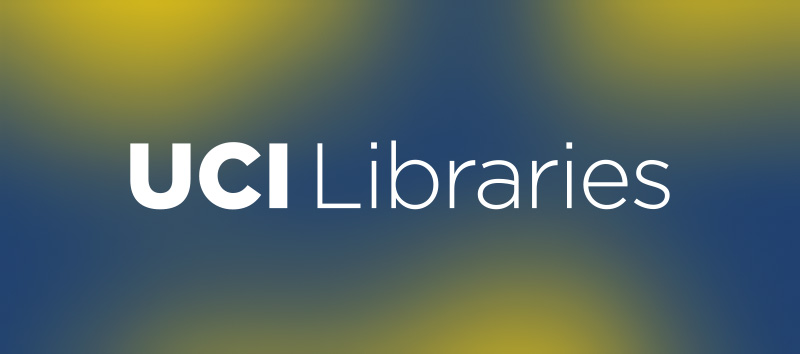 UCI Libraries logo on blue and yellow background