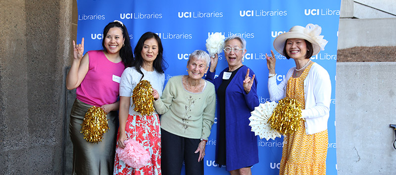 Curator for the Southeast Asian Archive (SEAA) Julia Huỳnh, former Curator for the SEAA Thuy Vo Dang, SEAA founding librarian Anne Frank, retired librarian Christina Woo, and UC Irvine alumna Mai-Phuong Nguyen.