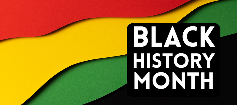 Black History Month with red yellow green and black background