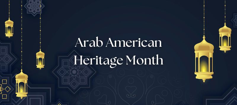 Arab American Heritage on blue background