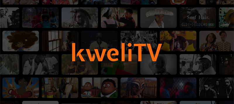 kweliTV logo in front of sample screenshots of shows available on the streaming platform.